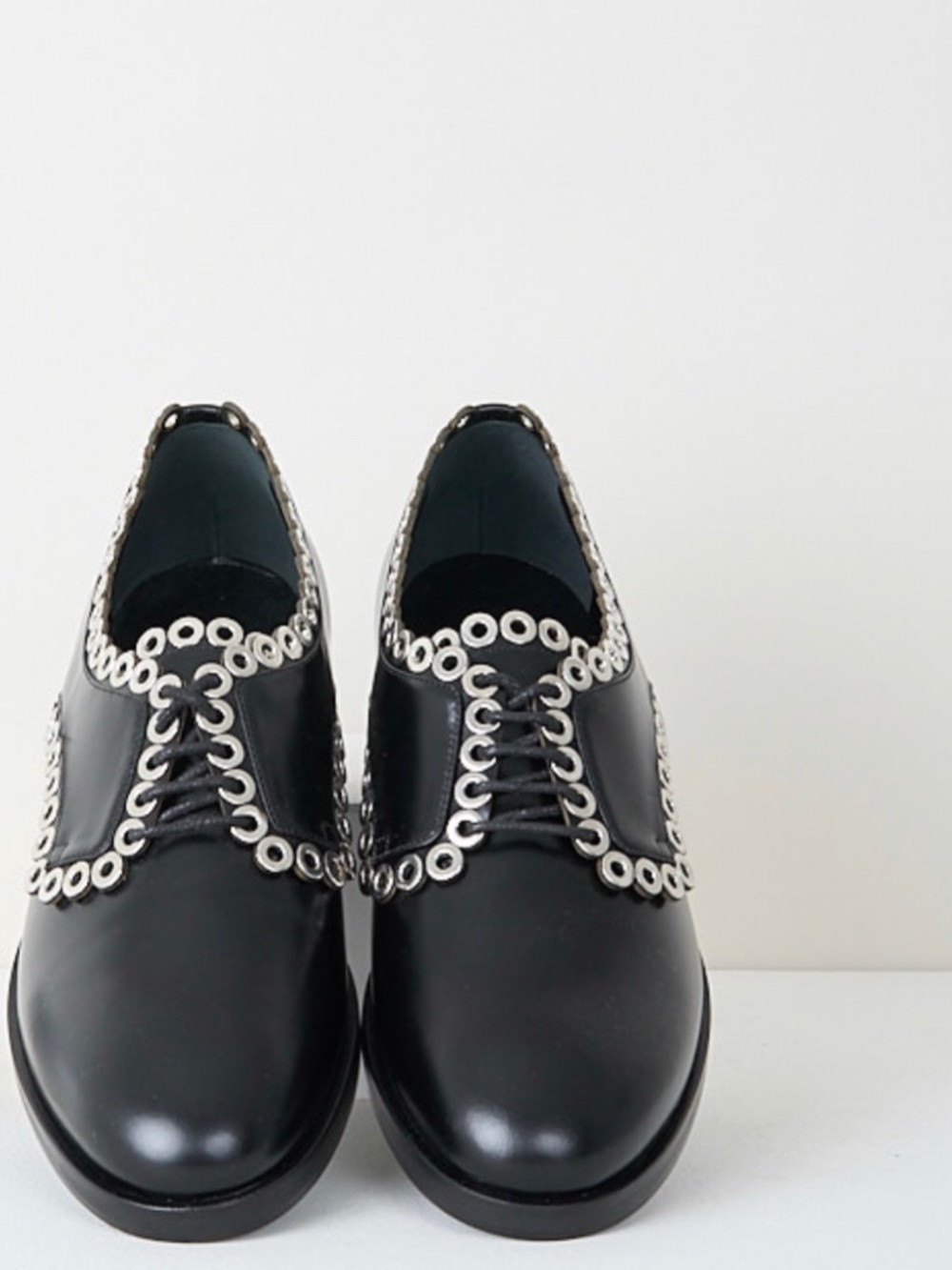 Alaia Derby/Oxford Black Leather shoes with silver eyelets